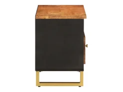 Mueble de TV madera maciza de mango marrón negro 80x33,5x46 cm