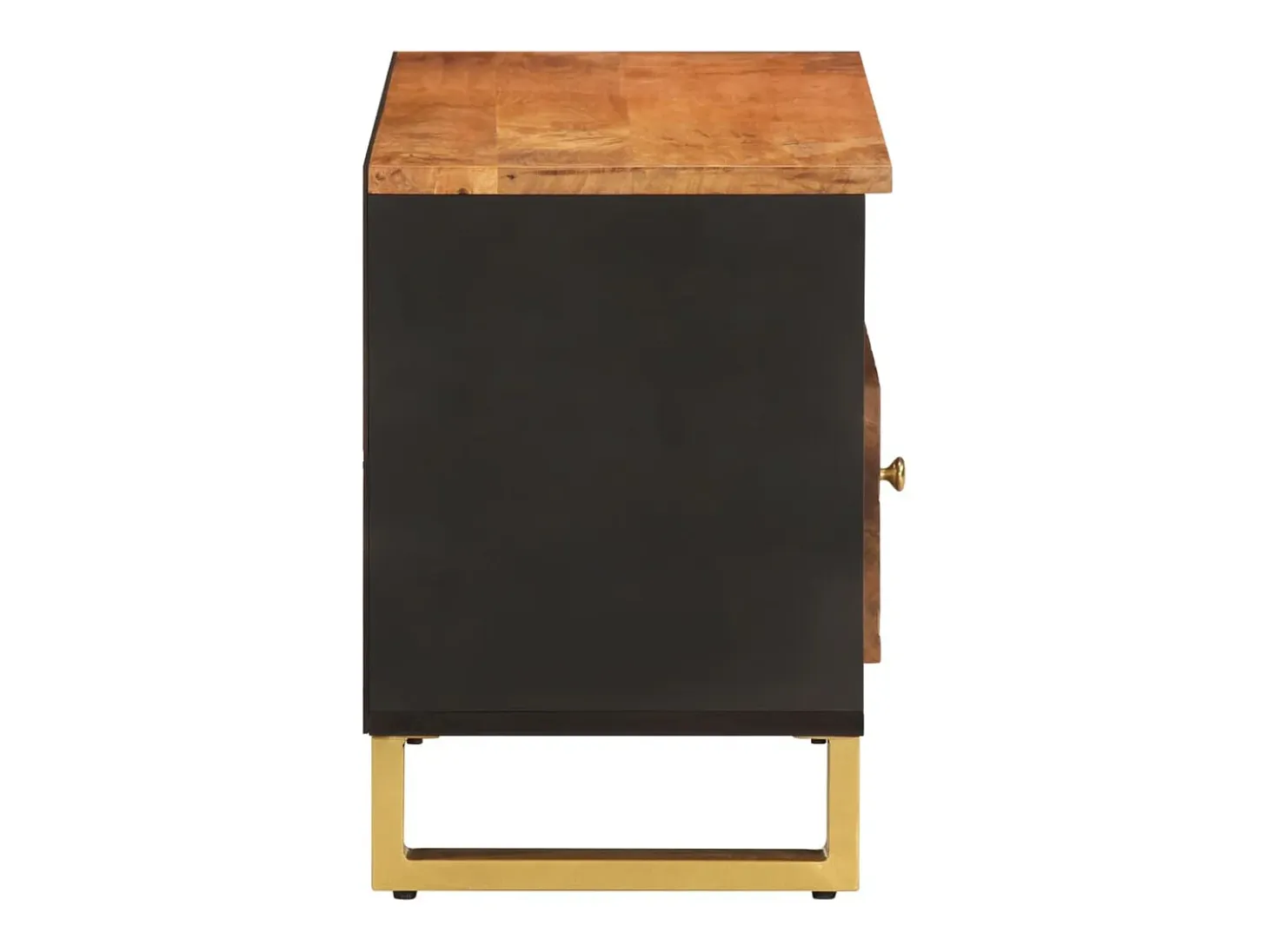 Mueble de TV madera maciza de mango marrón negro 80x33,5x46 cm