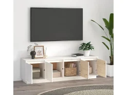 Mueble de TV madera maciza de pino blanco 156x37x45 cm ES46486