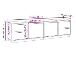Mueble de TV madera maciza de pino marrón miel 176x37x47,5 cm