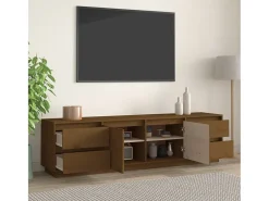 Mueble de TV madera maciza de pino marrón miel 176x37x47,5 cm