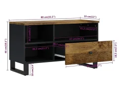 Mueble de TV madera mango y madera contrachapada 80x33x46 cm