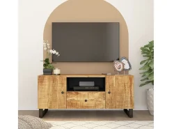 Mueble de TV madera mango y madera contrachapada 105x33,5x46 cm
