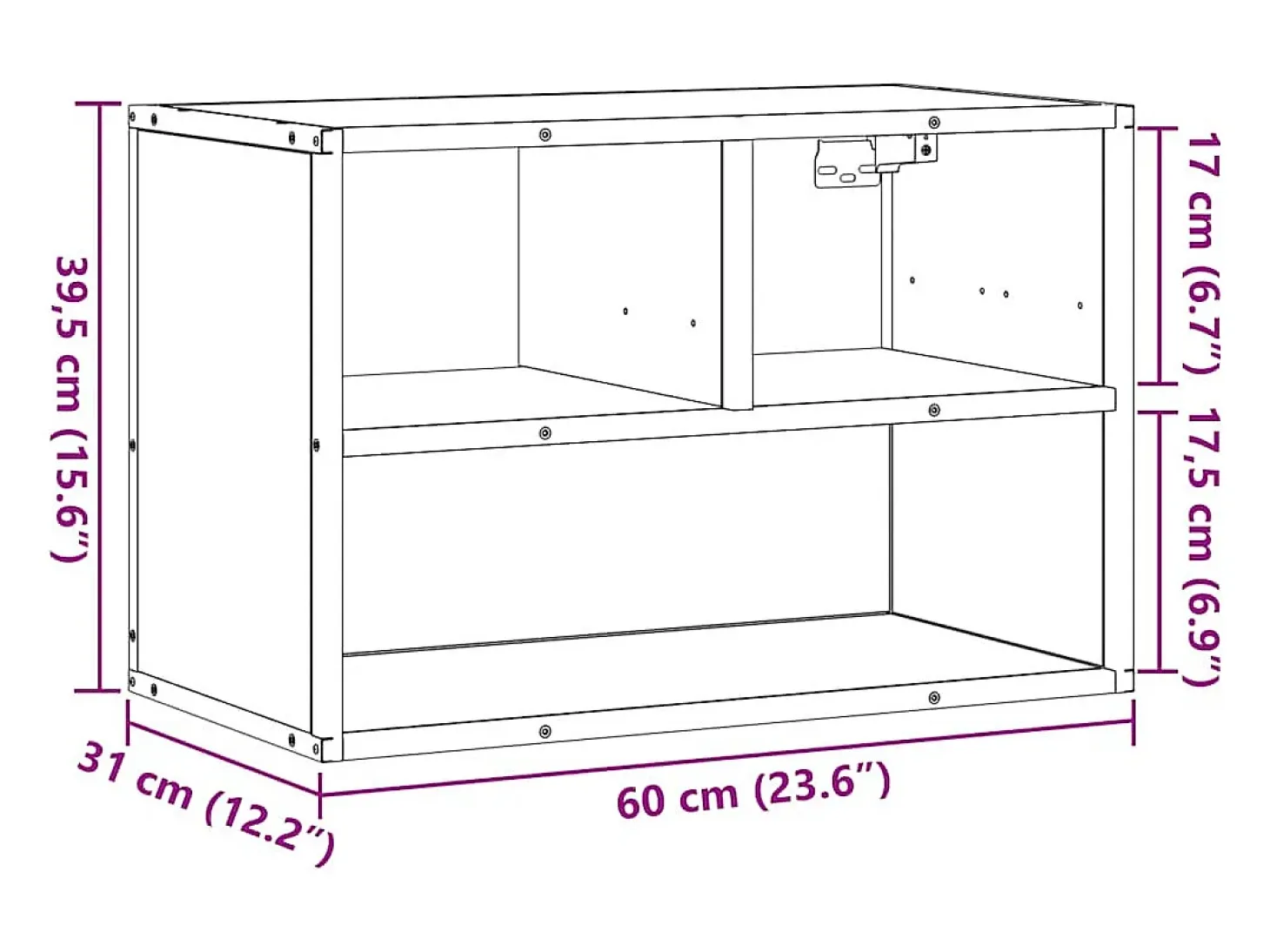 Mueble de TV madera y metal roble ahumado 60x31x39,5 cm