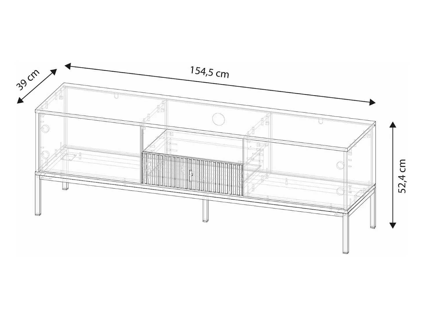 Mueble de TV Maggiore 2P1C negro/dorado/dorado