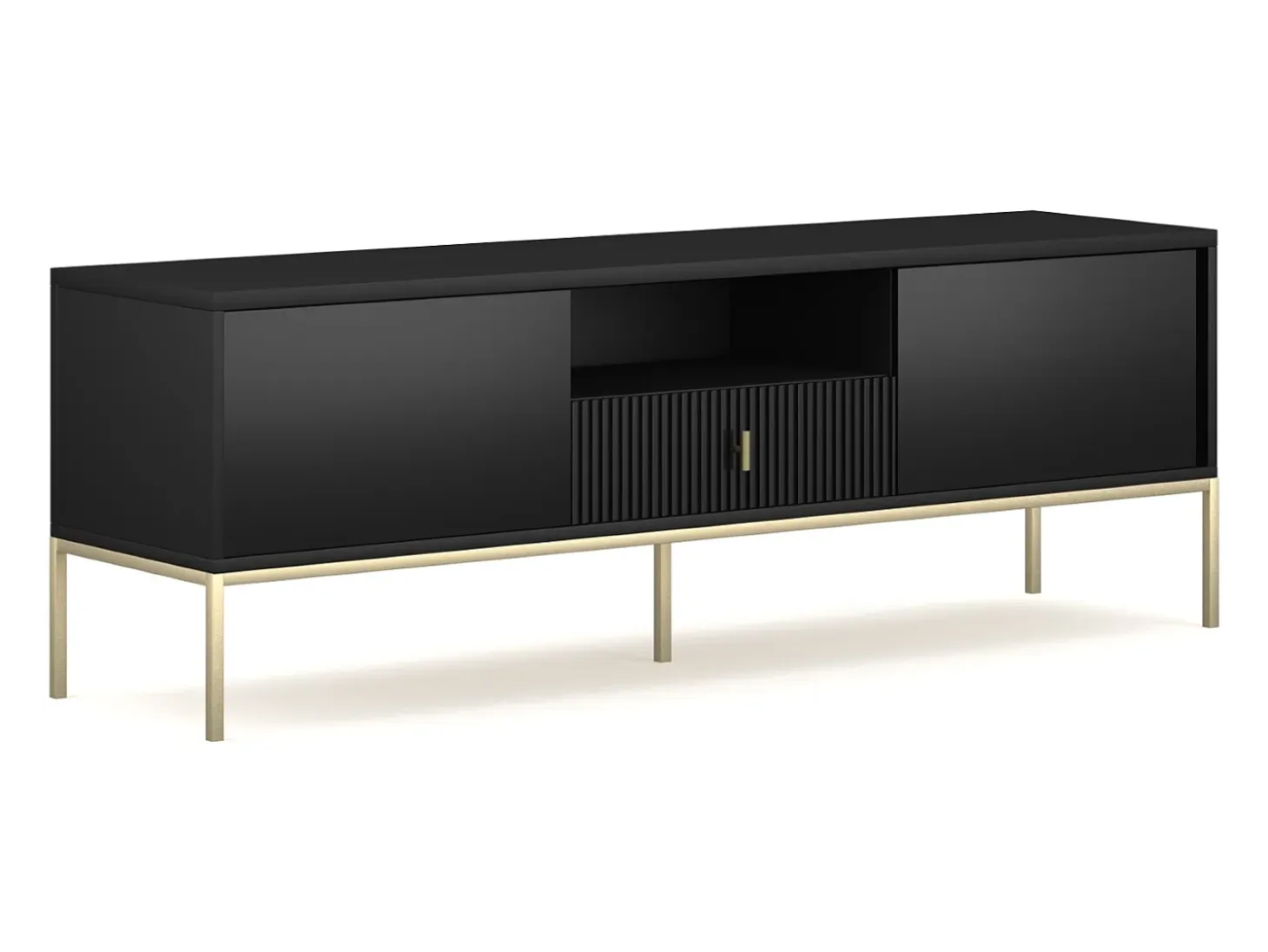 Mueble de TV Maggiore 2P1C negro/dorado/dorado
