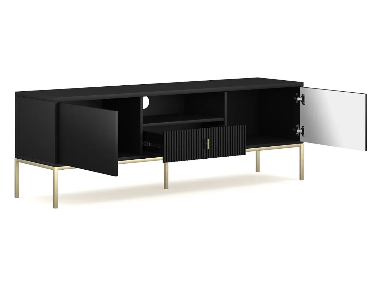 Mueble de TV Maggiore 2P1C negro/dorado/dorado