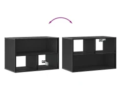 Mueble de TV metal y madera de ingeniería negro 60x31x39,5 cm