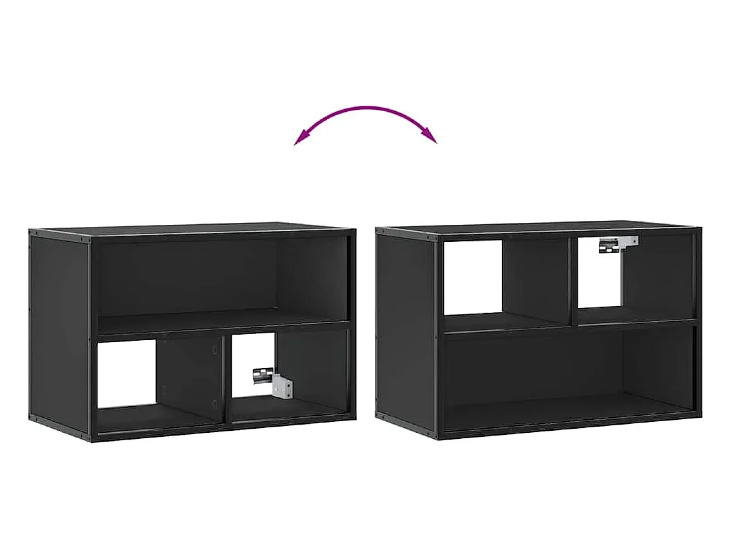 Mueble de TV metal y madera de ingeniería negro 60x31x39,5 cm