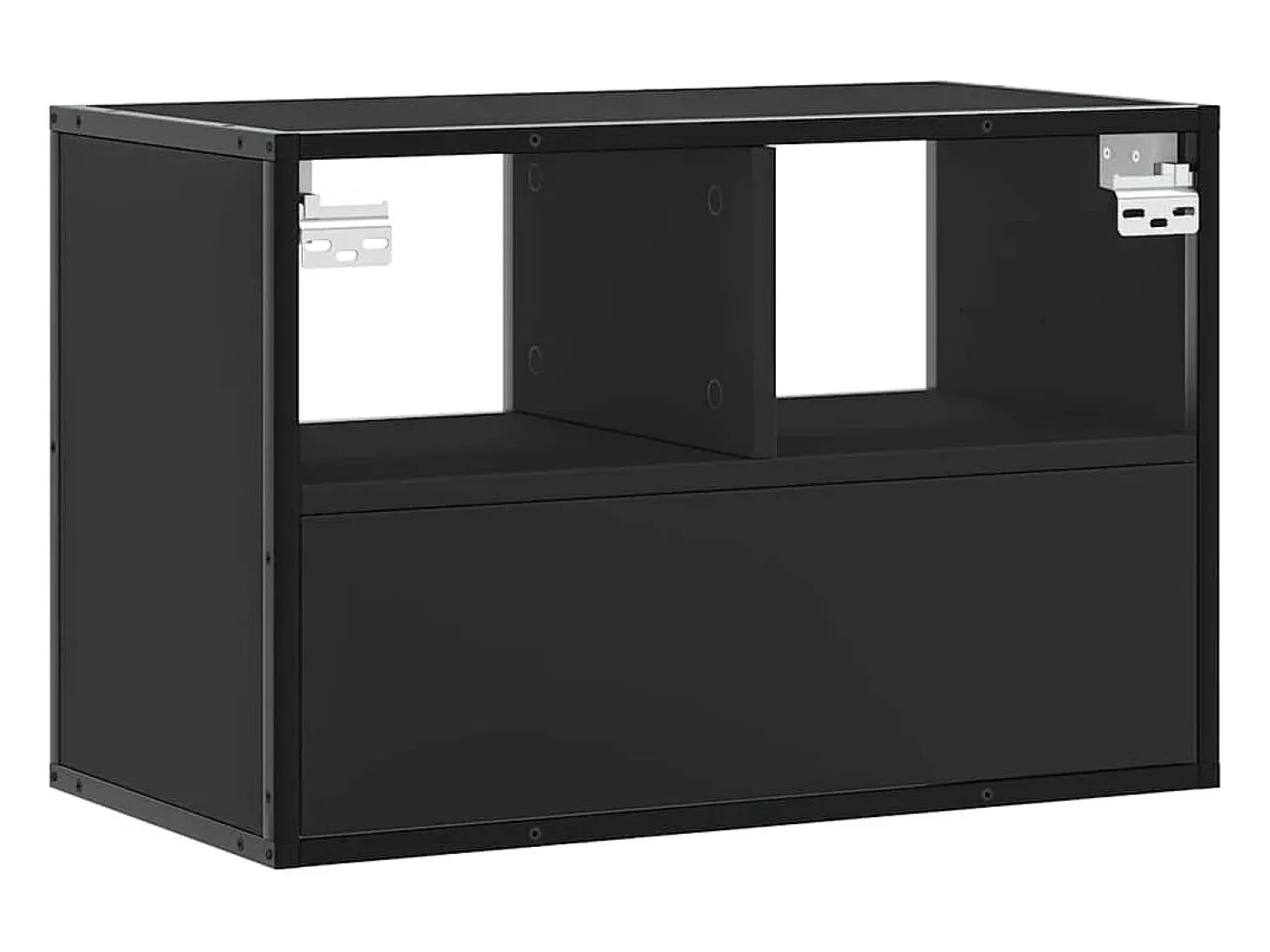 Mueble de TV metal y madera de ingeniería negro 60x31x39,5 cm