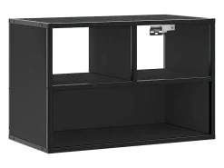 Mueble de TV metal y madera de ingeniería negro 60x31x39,5 cm