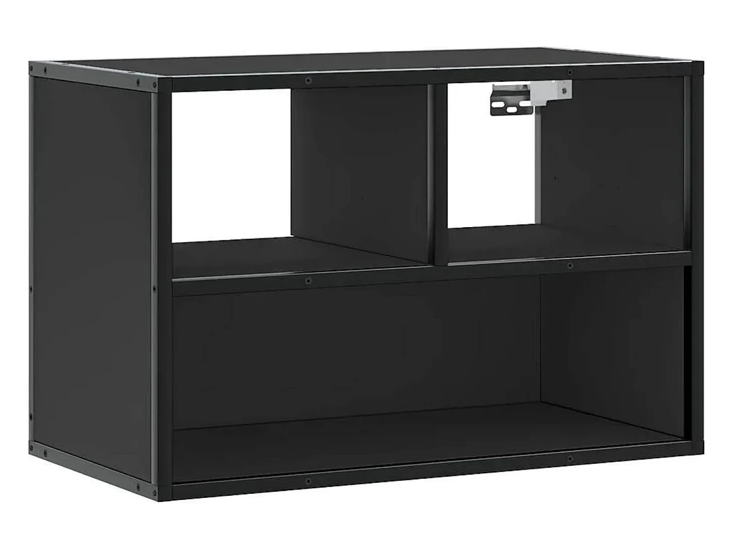 Mueble de TV metal y madera de ingeniería negro 60x31x39,5 cm