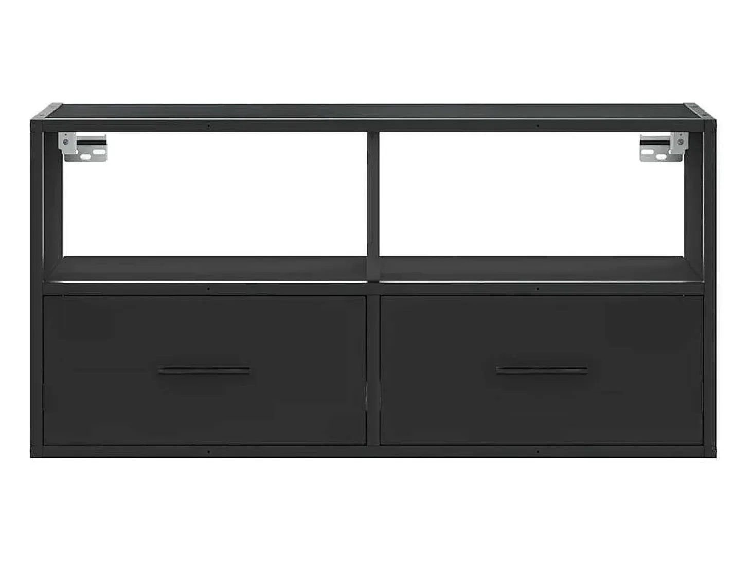 Mueble de TV metal y madera de ingeniería negro 80x31x39,5 cm