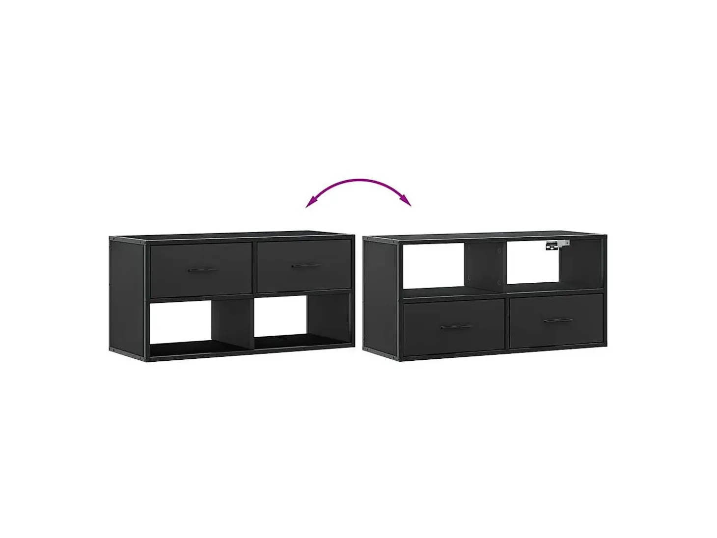 Mueble de TV metal y madera de ingeniería negro 80x31x39,5 cm