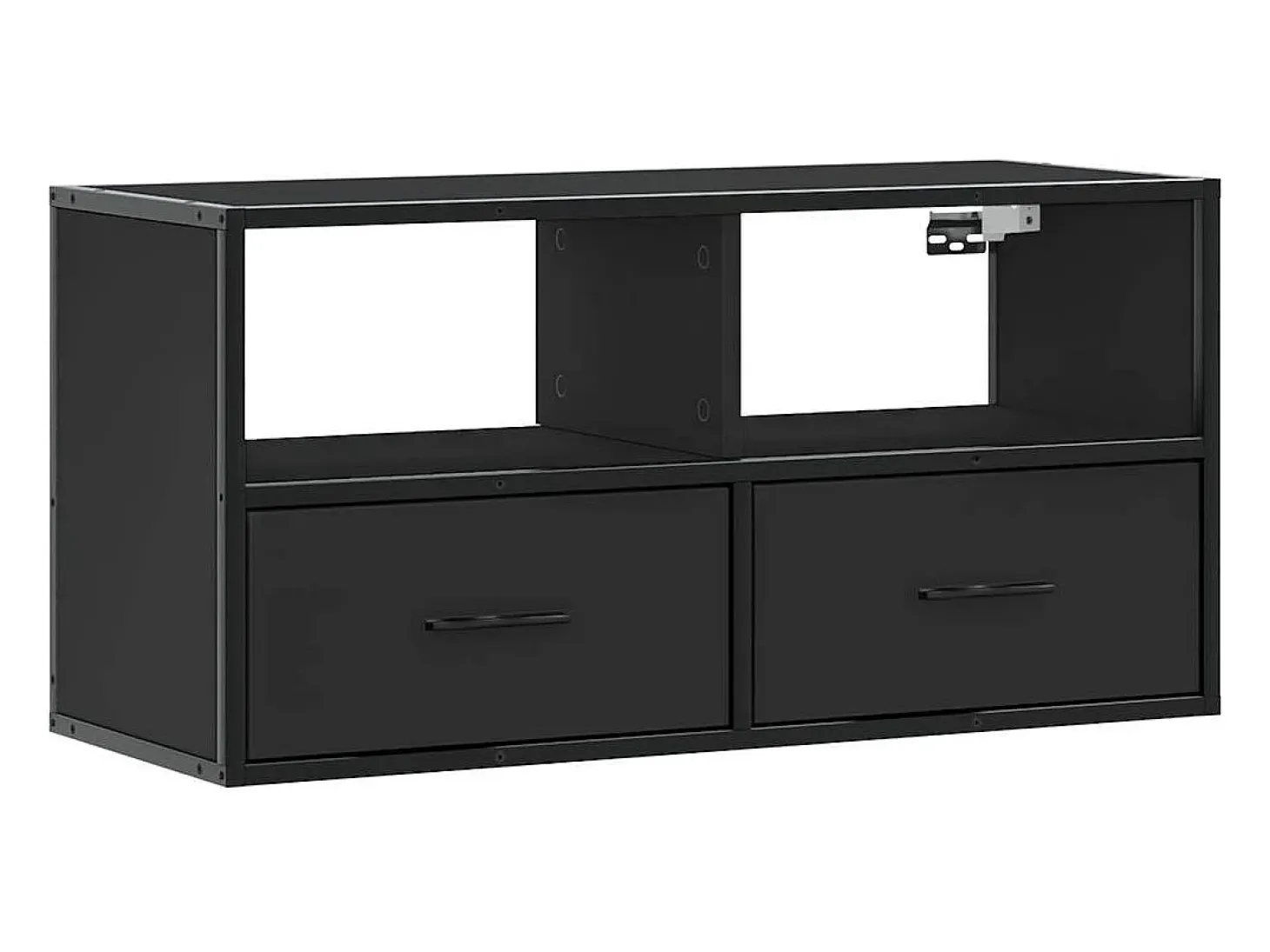 Mueble de TV metal y madera de ingeniería negro 80x31x39,5 cm
