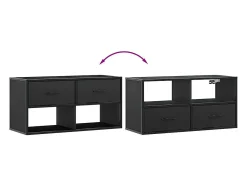 Mueble de TV metal y madera de ingeniería negro 80x31x39,5 cm