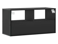Mueble de TV metal y madera de ingeniería negro 80x31x39,5 cm