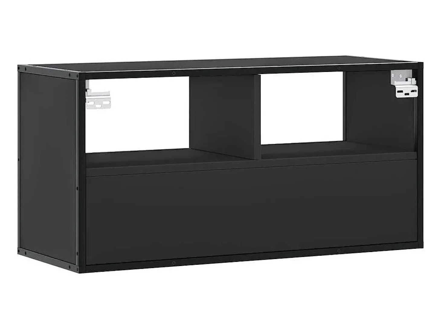 Mueble de TV metal y madera de ingeniería negro 80x31x39,5 cm