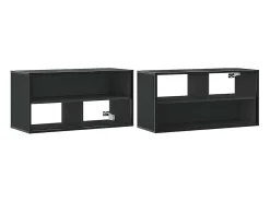 Mueble de TV metal y madera de ingeniería negro 80x31x39,5 cm