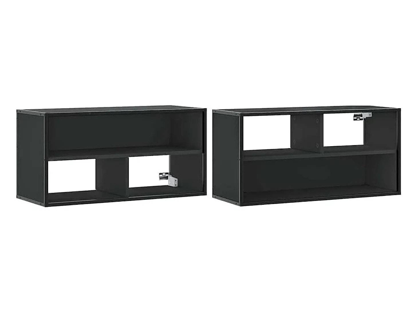 Mueble de TV metal y madera de ingeniería negro 80x31x39,5 cm