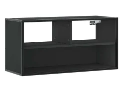 Mueble de TV metal y madera de ingeniería negro 80x31x39,5 cm