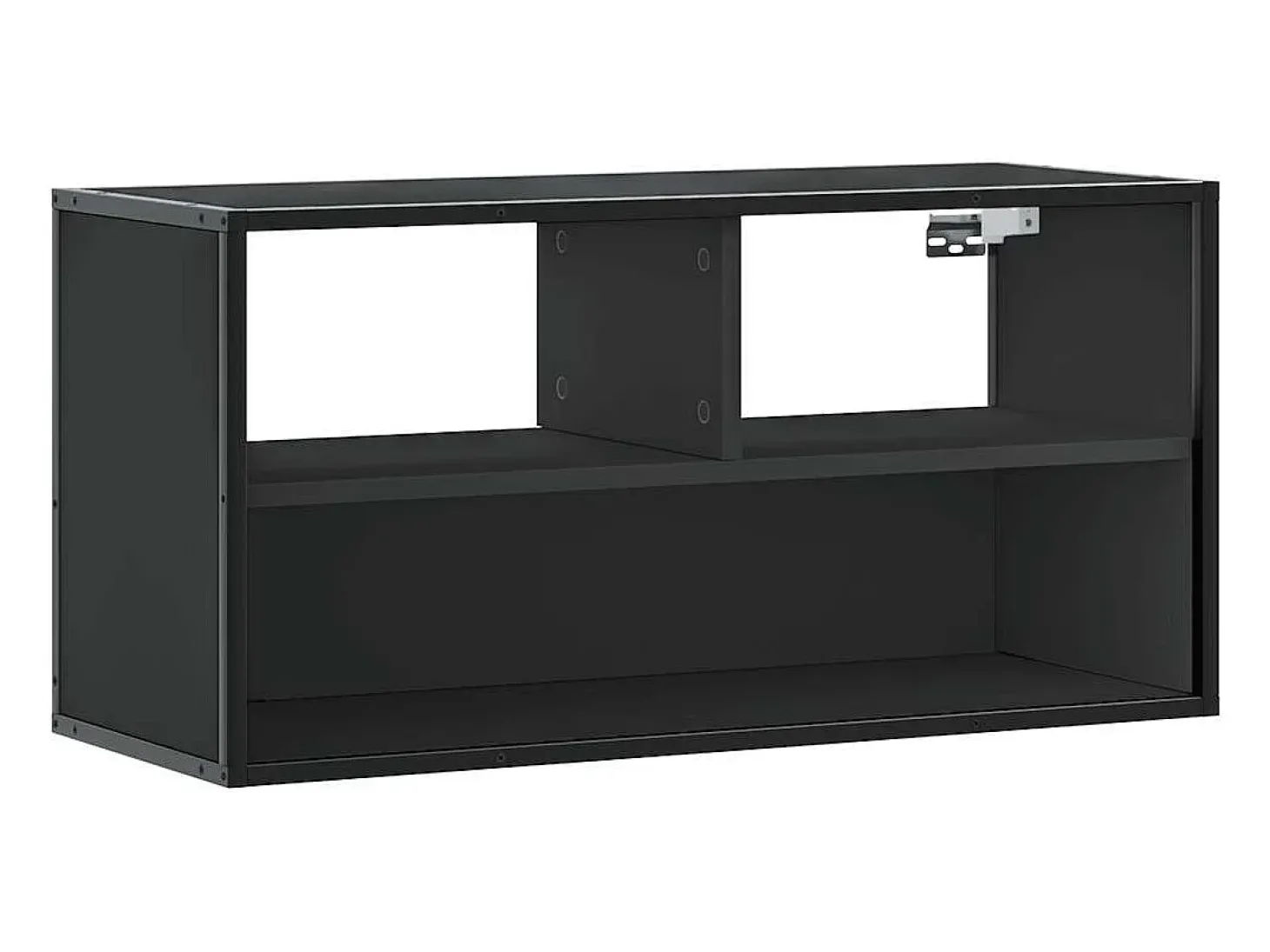 Mueble de TV metal y madera de ingeniería negro 80x31x39,5 cm