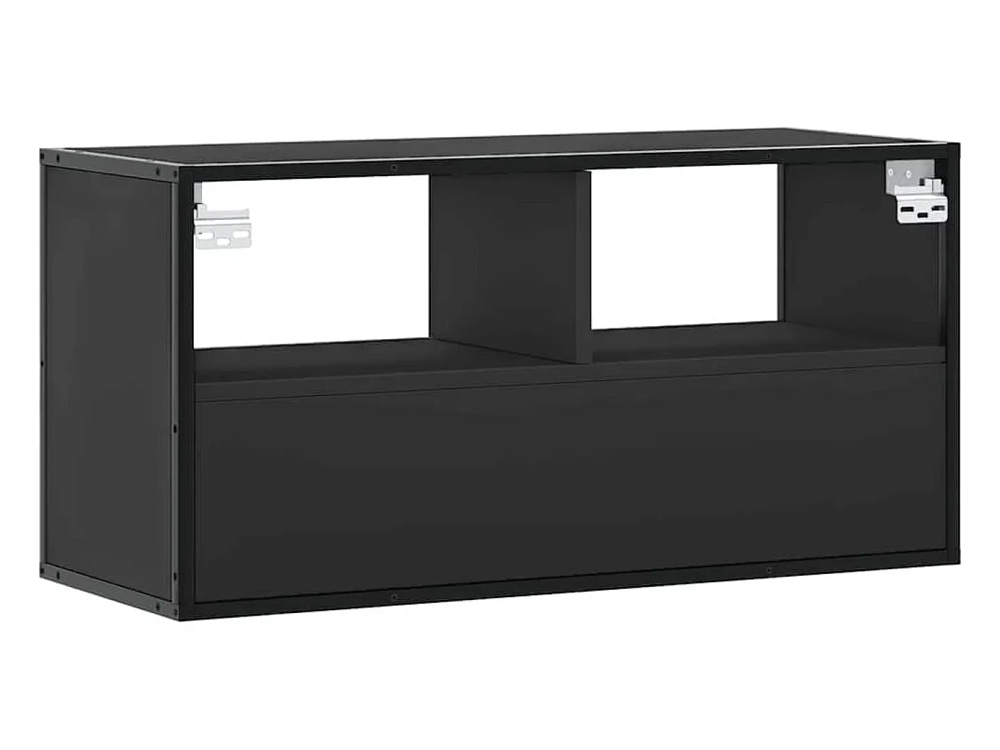 Mueble de TV metal y madera de ingeniería negro 80x31x39,5 cm
