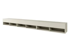 Mueble de TV moderno 300 cm – sin tiradores, color beige cachemira, mate, de pie o colgado