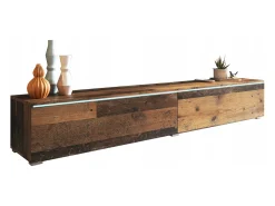 Mueble de TV moderno 180 cm para salón – 2 puertas, sin tiradores, acabado mate, para colocar o colgar, estilo vintage