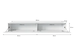 Mueble de TV moderno 180 cm para salón con LED – 2 puertas, sin tiradores, old style mate, de pie o suspendido