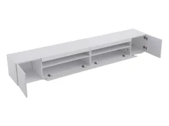 Mueble de TV moderno con 4 puertas y 2 nichos - LEDs - Largo 240cm - Madera MDF - Color blanco