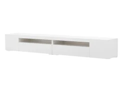 Mueble de TV moderno con 4 puertas y 2 nichos - LEDs - Largo 240cm - Madera MDF - Color blanco