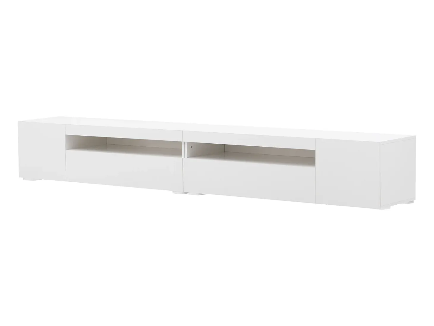Mueble de TV moderno con 4 puertas y 2 nichos - LEDs - Largo 240cm - Madera MDF - Color blanco