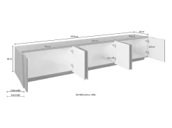 Mueble de TV moderno para salón con 6 puertas y 3 estantes Ping Low XL White