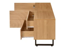 Mueble de TV moderno 180x38x51,5 cm - 2 puertas y 2 cajones - Acabado de madera con vetas onduladas - Tableros de partículas - Natural