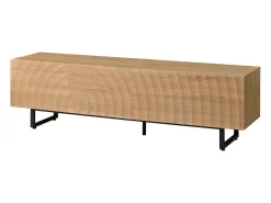 Mueble de TV moderno 180x38x51,5 cm - 2 puertas y 2 cajones - Acabado de madera con vetas onduladas - Tableros de partículas - Natural