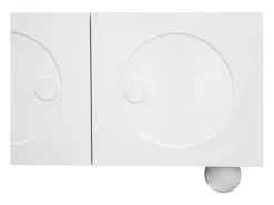 Mueble de TV moderno 180,5x38x50cm - 4 puertas - Patas esféricas - MDF + tableros de partículas - Blanco