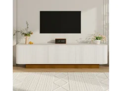 Mueble de TV moderno 170x40x47cm - diseño redondo - 3 puertas - estantes ajustables - blanco