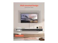 Mueble de TV Montado en la Pared SucceBuy Soporte de TV de Pared de 180 cm, Consola Multimedia con Organizador de Cables, Estante Moderno de Aglomerado