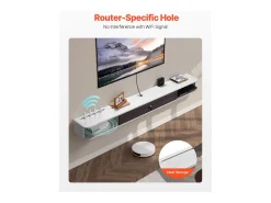 Mueble de TV Montado en la Pared SucceBuy Soporte de TV de Pared de 180 cm, Consola Multimedia con Organizador de Cables, Estante Moderno de Aglomerado