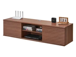 Mueble de TV Montado en la Pared SucceBuy Soporte de TV Flotante de Pared de 152 cm, Consola Multimedia con Estantes Ajustables, Mueble de Almacenamiento