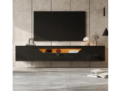 Mueble de TV mural 180x37x36cm - con 2 puertas - con iluminación LED - para televisor de 75