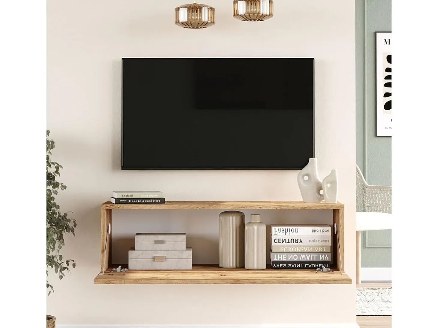 Mueble de TV Ona puerta abatible natural 29x100x31 cm