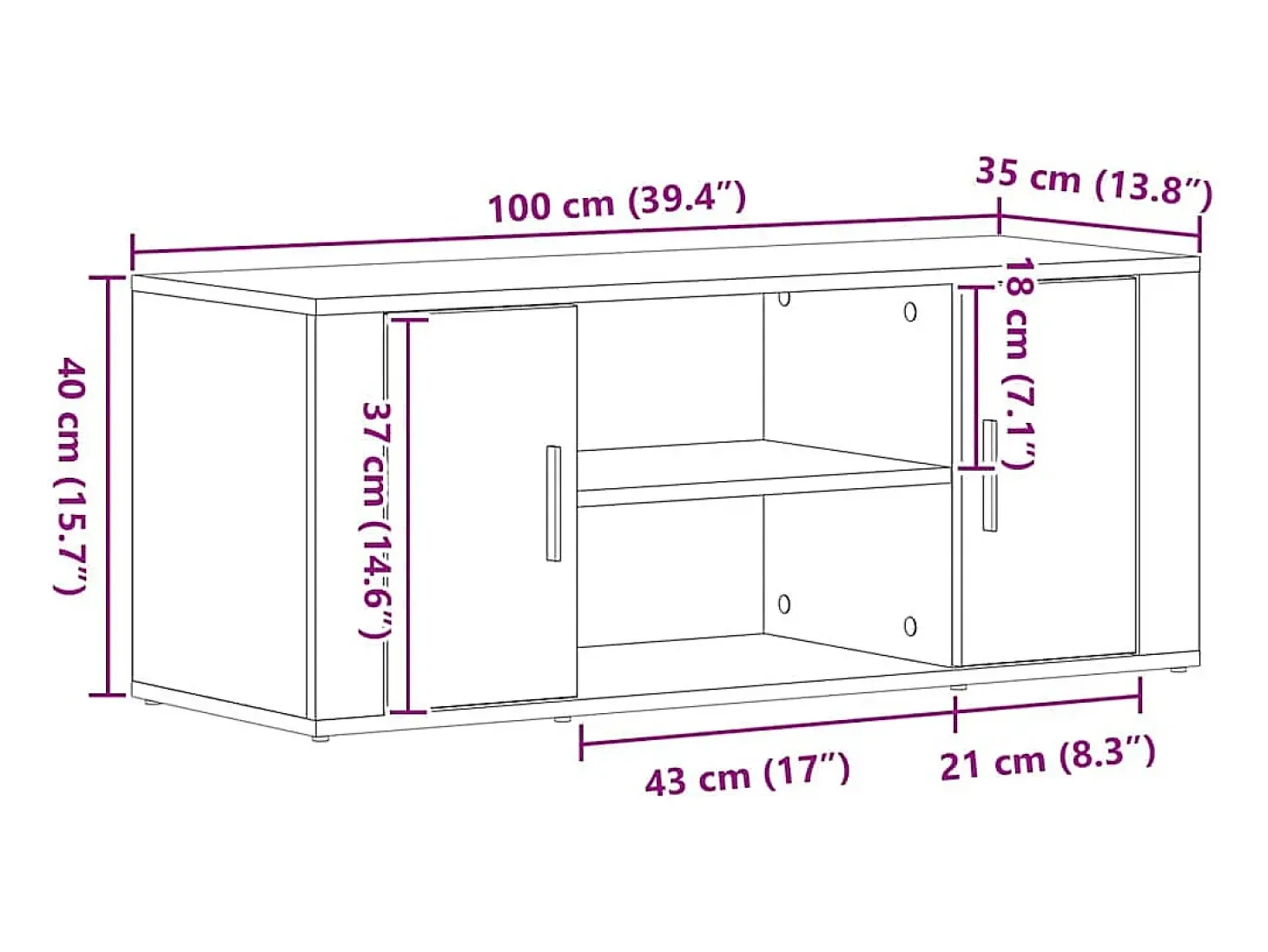 Mueble de TV Roble artisan 100 x 35 x 40 cm
