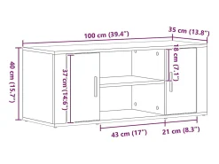 Mueble de TV Roble negro 100 x 35 x 40 cm Madera contrachapada