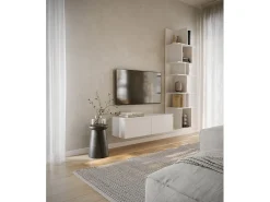 Mueble de TV suspendido con 2 puertas -100 cm -blanco -BEMMI