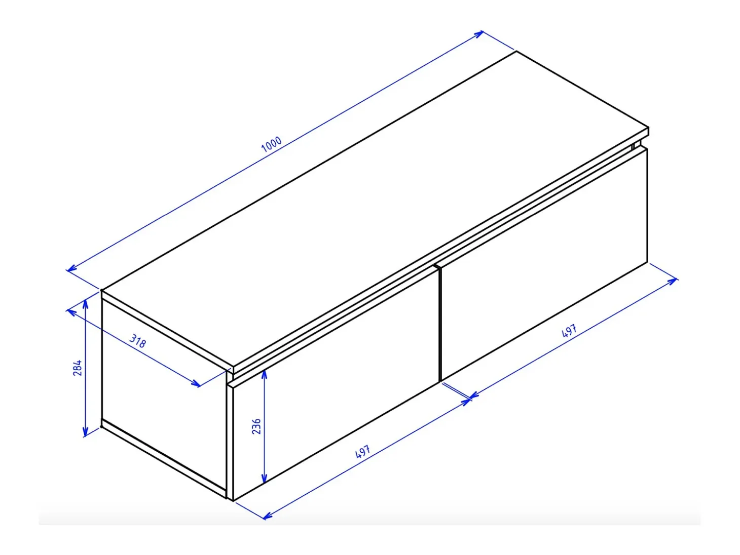 Mueble de TV suspendido con 2 puertas -100 cm -blanco -BEMMI