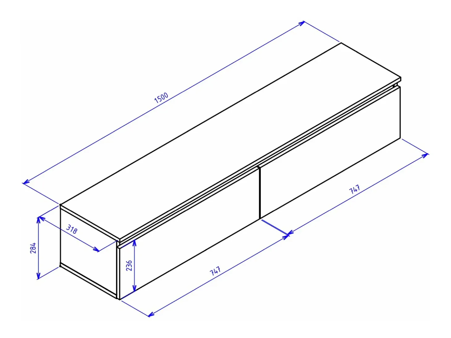 Mueble de TV suspendido con 2 puertas -150 cm -greige -BEMMI