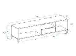 Mueble de TV Tokio 3 puertas + cajón rayado/natural 46,7x178x40 cm