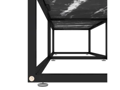 Mueble de TV vidrio templado color mármol negro 180x40x40,5 cm
